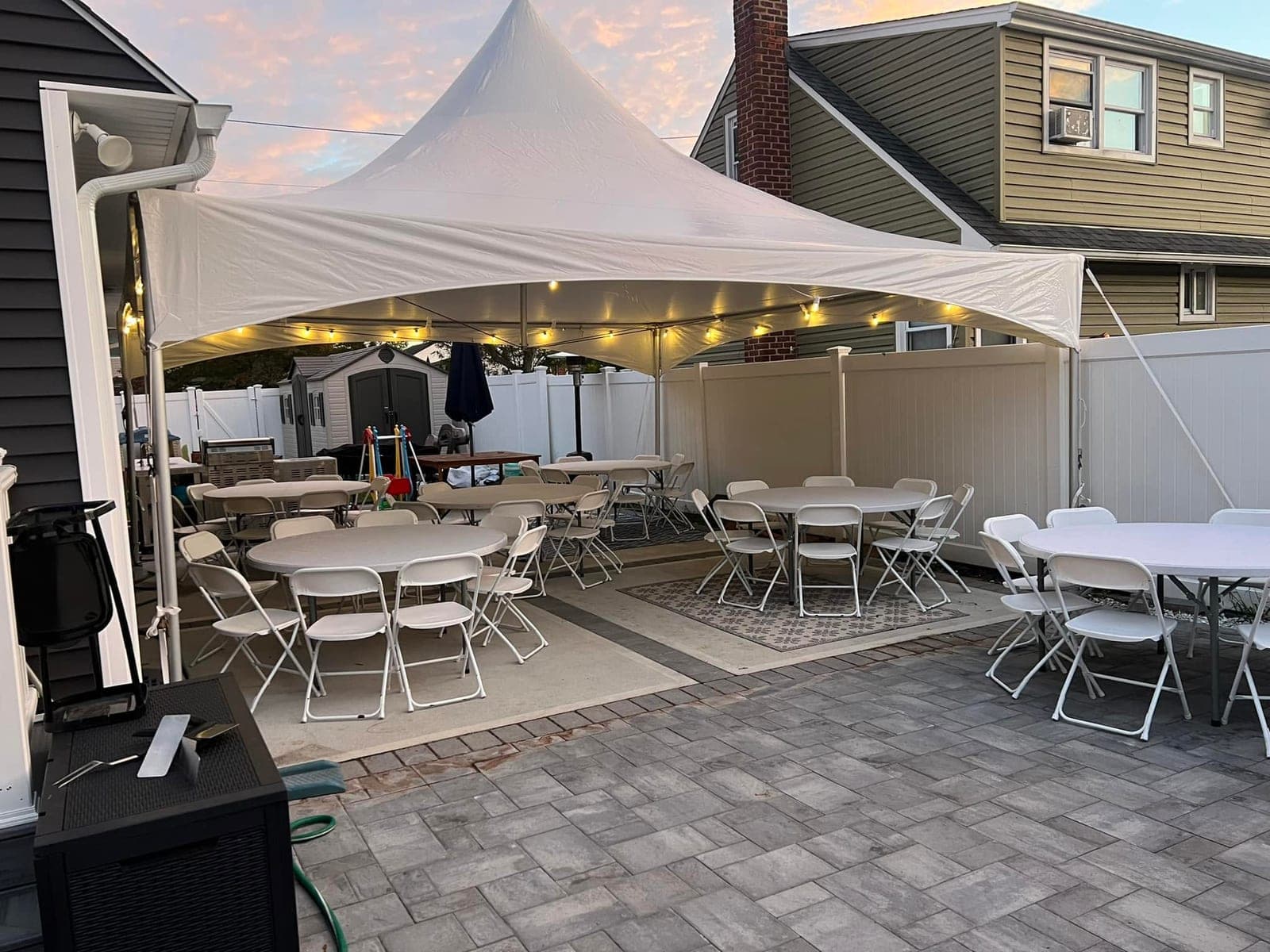 20 by 20 high-peak tent: 20×20 package with two extra tables