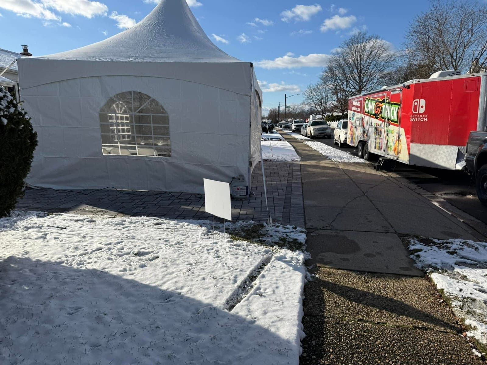 20 by 20 high-peak tent: 20×20 setup with sides