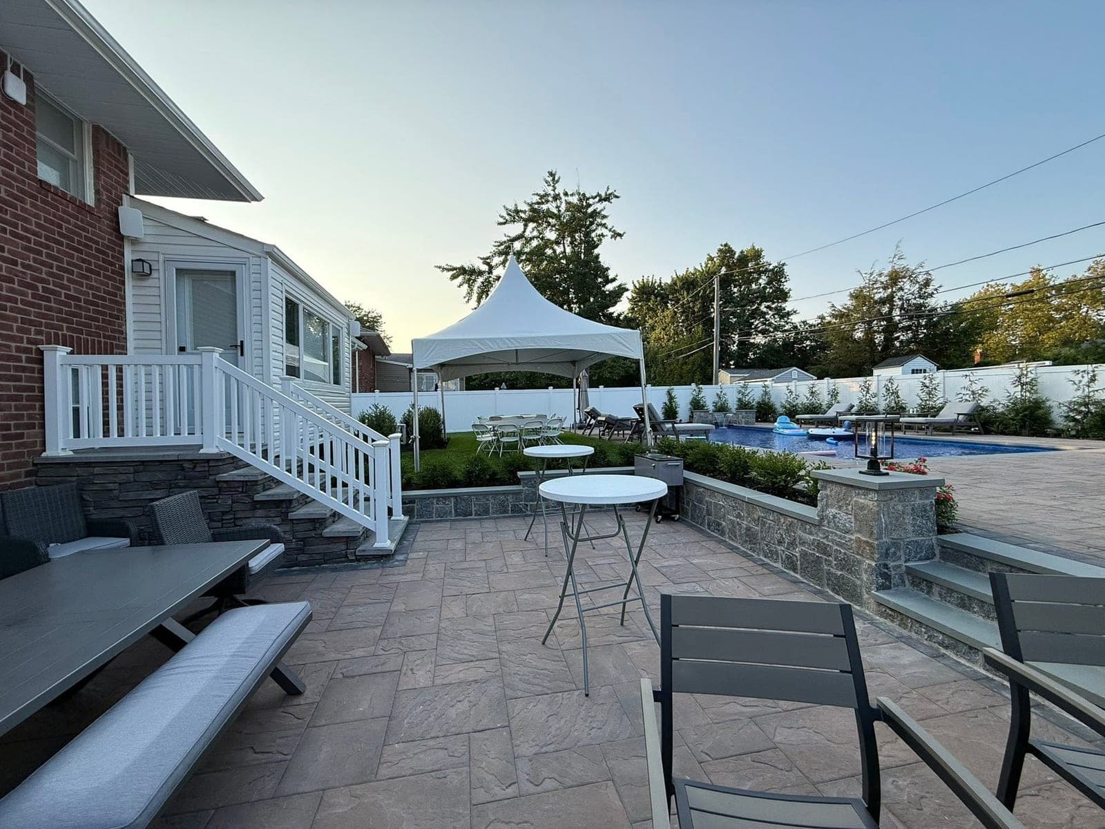 20 by 20 high-peak tent: Patio by the pool