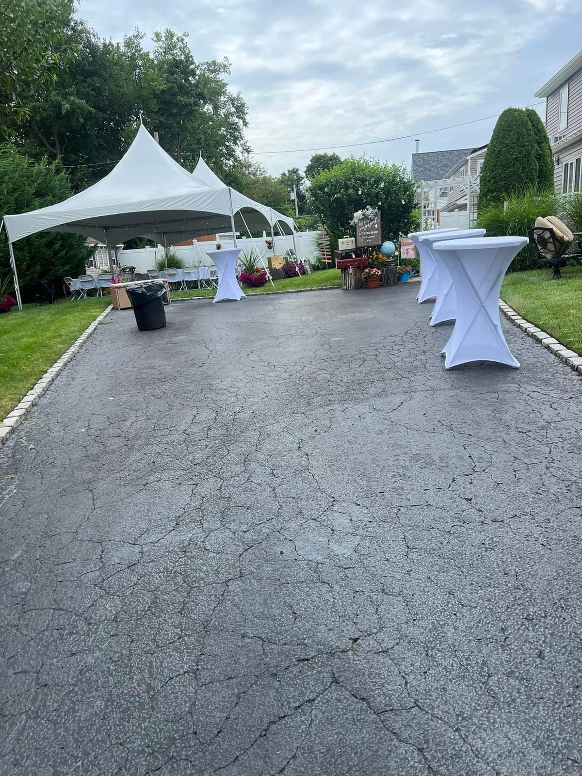 20 by 40 high-peak tent (two 20 by 20s): 20×40 with high-top tables