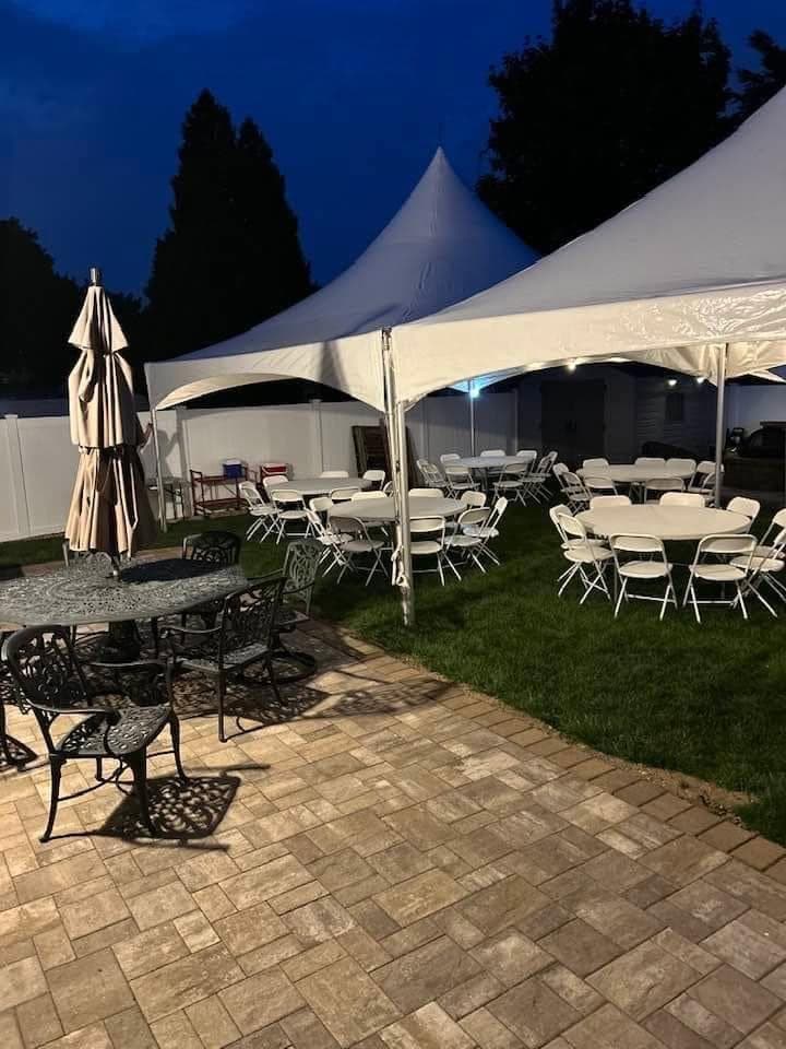Inside a Tents UP tent: Rounds on the patio